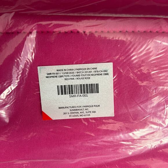 New Summersalt Neoprene Beach Tote Bag Pink Red Colorblock Shoulder Strap - Picture 3 of 4